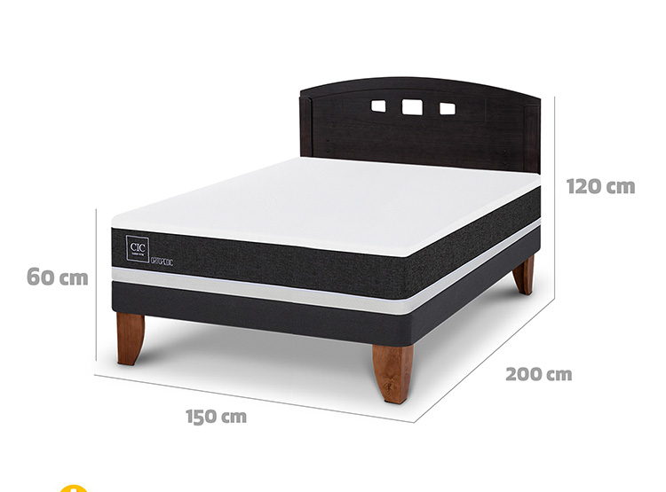 JUEGO DE DORMITORIO CIC CAMA EUROPEA ORTOPEDIC BN 2 PLAZAS + RESPALDO GALES NEGRO - 3