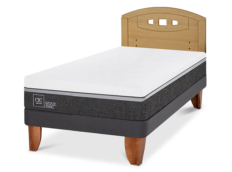 JUEGO DE DORMITORIO CIC CAMA EUROPEA ORTOPEDIC ADVANCE 1.5 PLAZAS + RESPALDO GALES MOSTAZA - 2