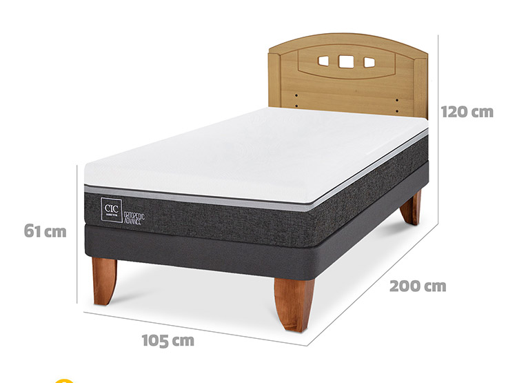 JUEGO DE DORMITORIO CIC CAMA EUROPEA ORTOPEDIC ADVANCE 1.5 PLAZAS + RESPALDO GALES MOSTAZA - 3