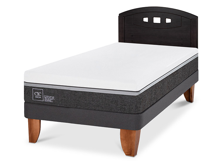 JUEGO DE DORMITORIO CIC CAMA EUROPEA ORTOPEDIC ADVANCE 1.5 PLAZAS + RESPALDO GALES NEGRO - 2