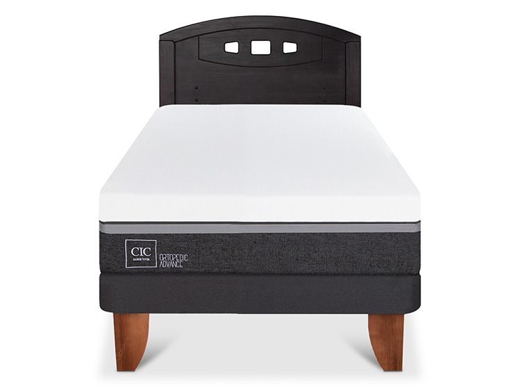 JUEGO DE DORMITORIO CIC CAMA EUROPEA ORTOPEDIC ADVANCE 1.5 PLAZAS + RESPALDO GALES NEGRO - 1
