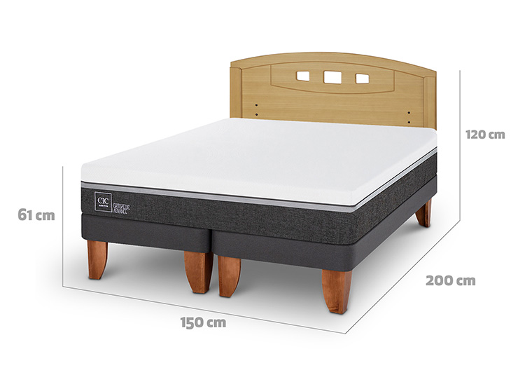 JUEGO DE DORMITORIO CIC CAMA EUROPEA ORTOPEDIC ADVANCE BD 2 PLAZAS + RESPALDO GALES MOSTAZA - 3