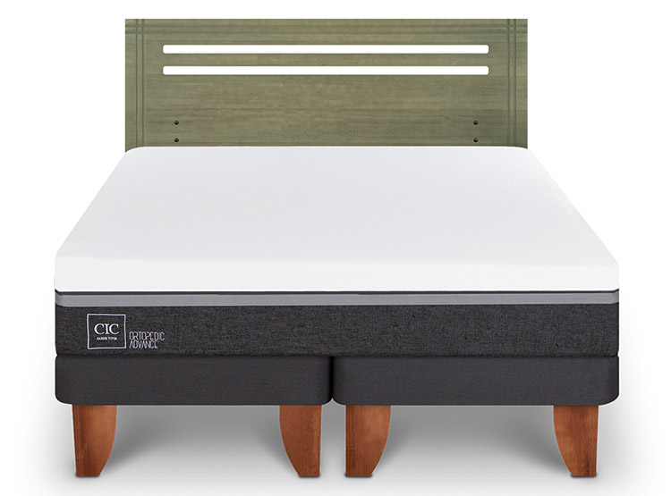 JUEGO DE DORMITORIO CIC CAMA EUROPEA ORTOPEDIC ADVANCE BD 2 PLAZAS + RESPALDO MUNICH OLIVO - 1