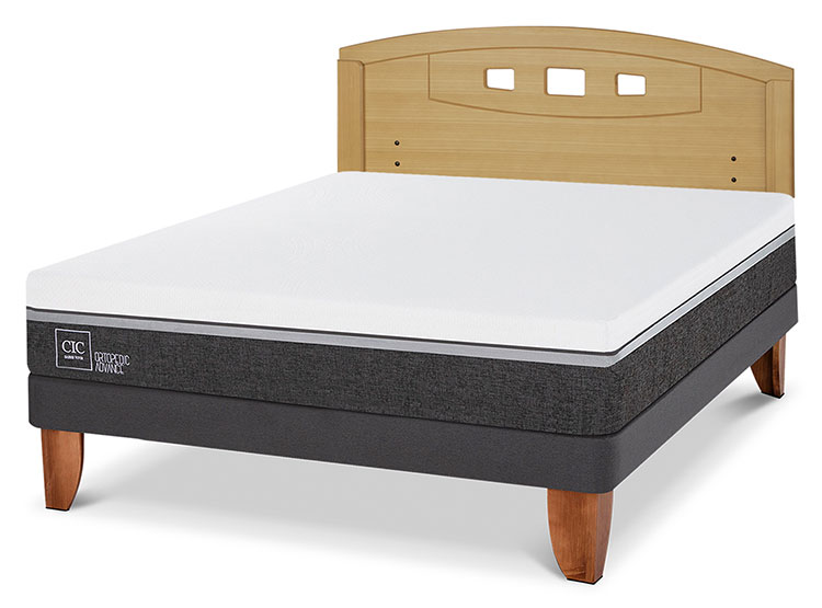 JUEGO DE DORMITORIO CIC CAMA EUROPEA ORTOPEDIC ADVANCE BN 2 PLAZAS + RESPALDO GALES MOSTAZA - 2