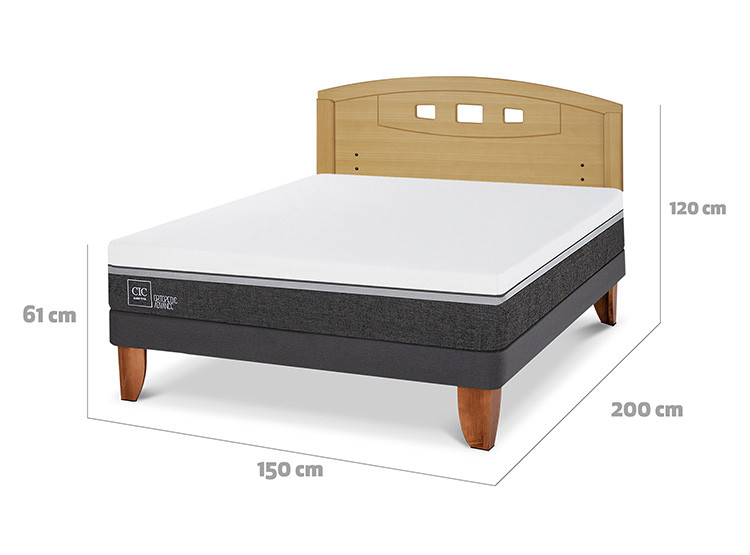JUEGO DE DORMITORIO CIC CAMA EUROPEA ORTOPEDIC ADVANCE BN 2 PLAZAS + RESPALDO GALES MOSTAZA - 3