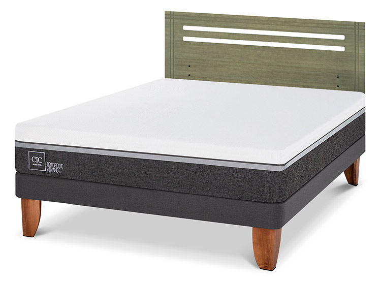 JUEGO DE DORMITORIO CIC CAMA EUROPEA ORTOPEDIC ADVANCE BN 2 PLAZAS + RESPALDO MUNICH OLIVO - 2