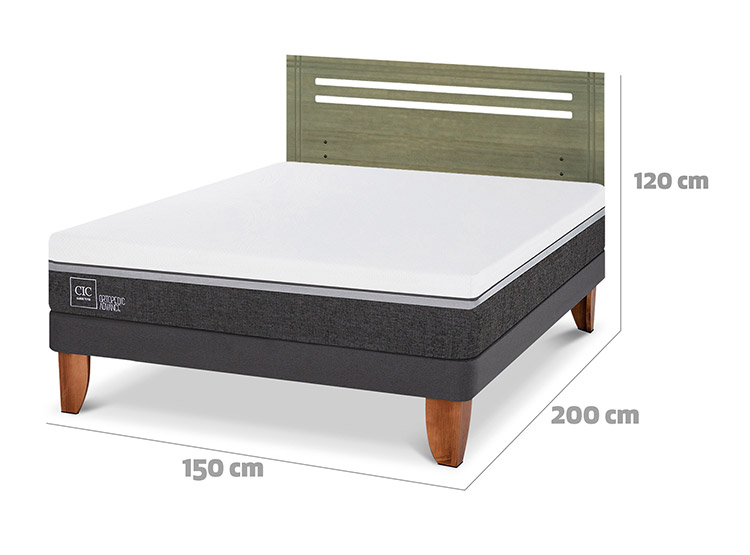 JUEGO DE DORMITORIO CIC CAMA EUROPEA ORTOPEDIC ADVANCE BN 2 PLAZAS + RESPALDO MUNICH OLIVO - 3
