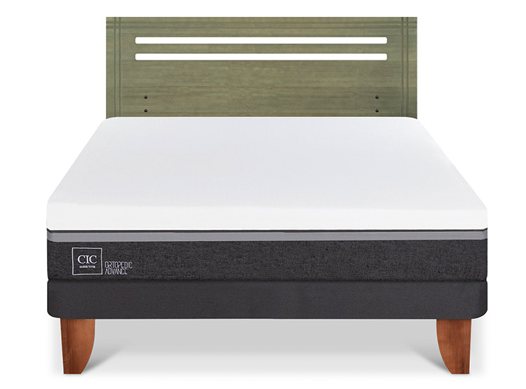 JUEGO DE DORMITORIO CIC CAMA EUROPEA ORTOPEDIC ADVANCE BN 2 PLAZAS + RESPALDO MUNICH OLIVO - 1