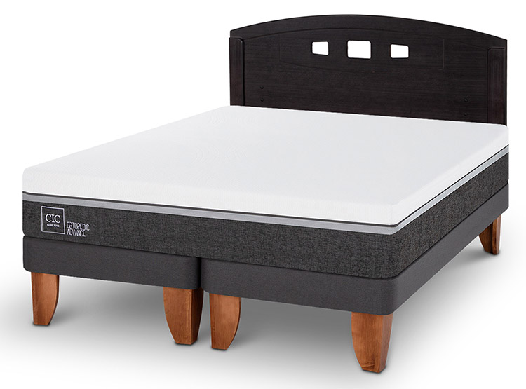 JUEGO DE DORMITORIO CIC CAMA EUROPEA ORTOPEDIC ADVANCE BD 2 PLAZAS + RESPALDO GALES NEGRO - 2