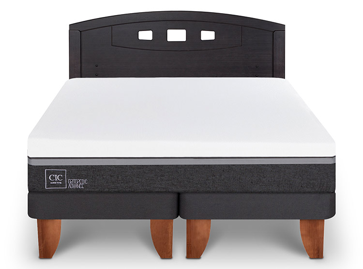 JUEGO DE DORMITORIO CIC CAMA EUROPEA ORTOPEDIC ADVANCE BD 2 PLAZAS + RESPALDO GALES NEGRO - 1
