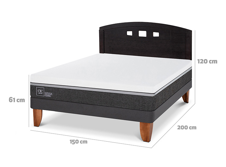 JUEGO DE DORMITORIO CIC CAMA EUROPEA ORTOPEDIC ADVANCE BN 2 PLAZAS + RESPALDO GALES NEGRO - 3