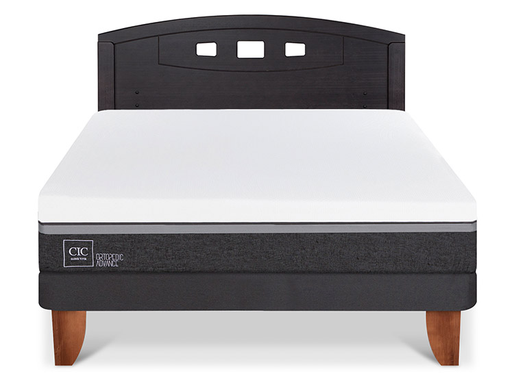 JUEGO DE DORMITORIO CIC CAMA EUROPEA ORTOPEDIC ADVANCE BN 2 PLAZAS + RESPALDO GALES NEGRO - 1