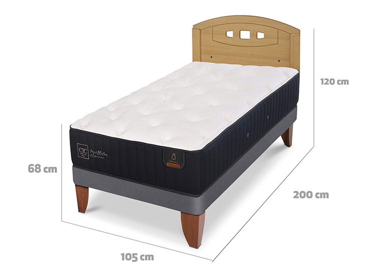 JUEGO DE DORMITORIO CIC CAMA EUROPEA PREMIUM 1.5 PLAZAS + RESPALDO GALES MOSTAZA - 3
