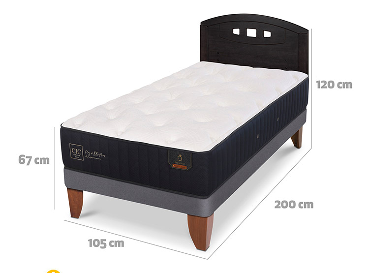 JUEGO DE DORMITORIO CIC CAMA EUROPEA PREMIUM 1.5 PLAZAS + RESPALDO GALES NEGRO - 3