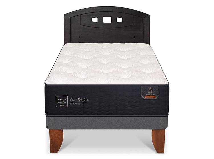 JUEGO DE DORMITORIO CIC CAMA EUROPEA PREMIUM 1.5 PLAZAS + RESPALDO GALES NEGRO - 1