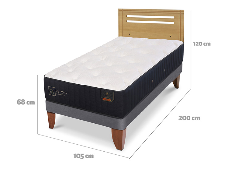 JUEGO DE DORMITORIO CIC CAMA EUROPEA PREMIUM 1.5 PLAZAS + RESPALDO MUNICH MOSTAZA - 3