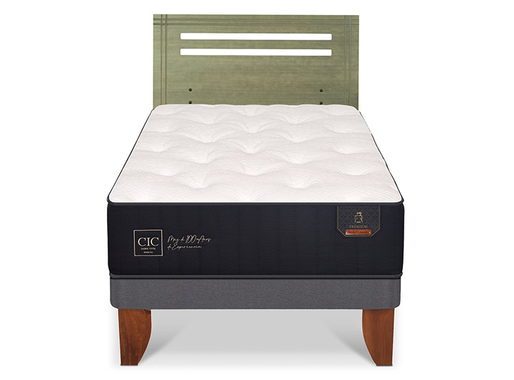 JUEGO DE DORMITORIO CIC CAMA EUROPEA PREMIUM 1.5 PLAZAS + RESPALDO MUNICH OLIVO - 1