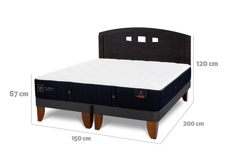 JUEGO DE DORMITORIO CIC CAMA EUROPEA PREMIUM BD 2 PLAZAS + RESPALDO GALES NEGRO - 3