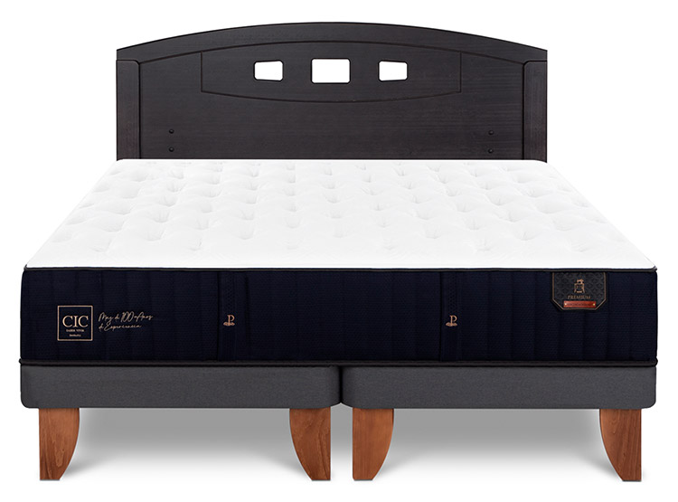 JUEGO DE DORMITORIO CIC CAMA EUROPEA PREMIUM BD 2 PLAZAS + RESPALDO GALES NEGRO - 1