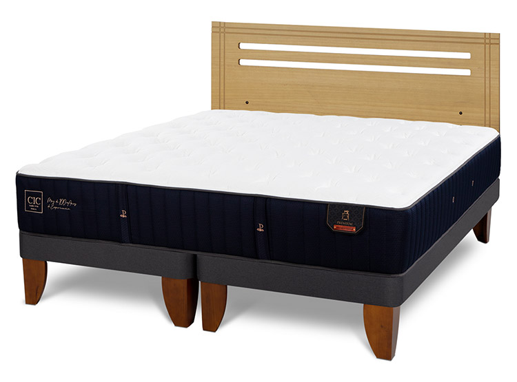 JUEGO DE DORMITORIO CIC CAMA EUROPEA PREMIUM BD 2 PLAZAS + RESPALDO MUNICH MOSTAZA - 2
