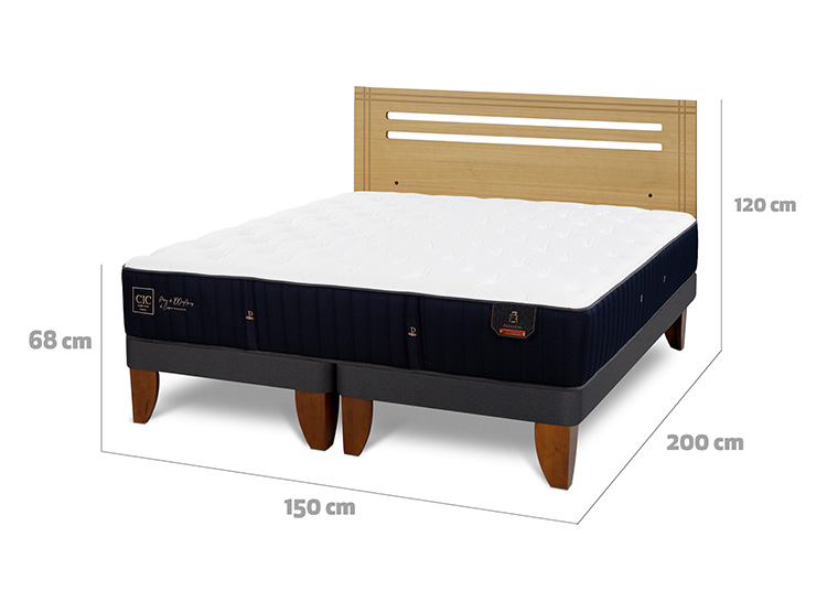 JUEGO DE DORMITORIO CIC CAMA EUROPEA PREMIUM BD 2 PLAZAS + RESPALDO MUNICH MOSTAZA - 3