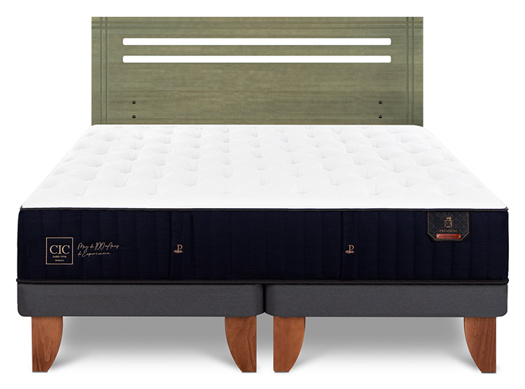 JUEGO DE DORMITORIO CIC CAMA EUROPEA PREMIUM BD 2 PLAZAS + RESPALDO MUNICH OLIVO - 1