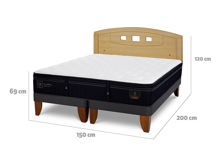 JUEGO DE DORMITORIO CIC CAMA EUROPEA SUPER PREMIUM BD 2 PLAZAS + RESPALDO GALES MOSTAZA - 3