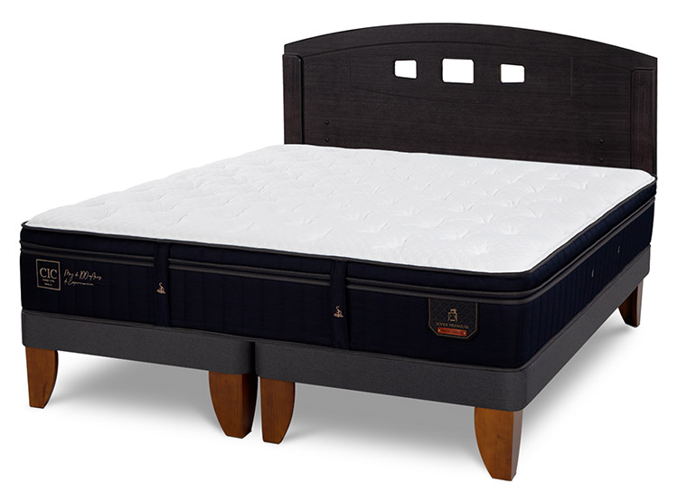 JUEGO DE DORMITORIO CIC CAMA EUROPEA SUPER PREMIUM BD 2 PLAZAS + RESPALDO GALES NEGRO - 2