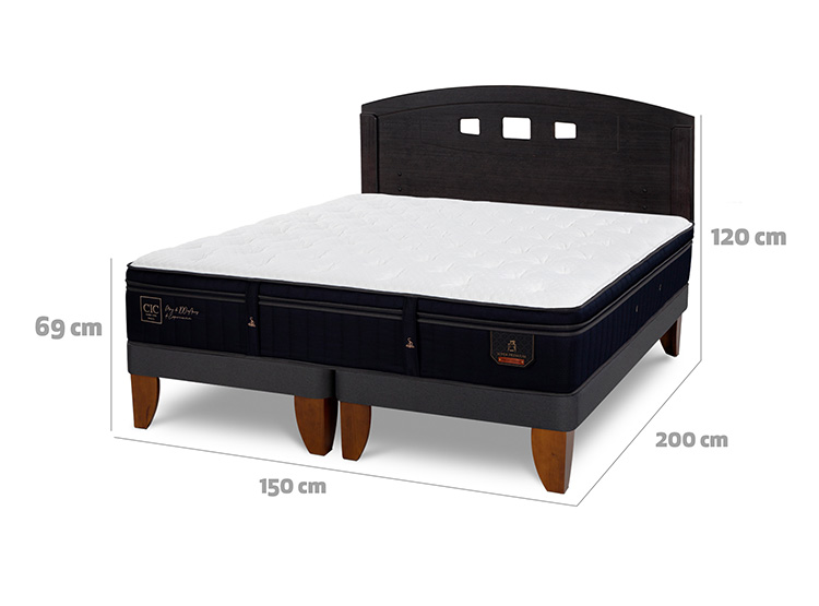 JUEGO DE DORMITORIO CIC CAMA EUROPEA SUPER PREMIUM BD 2 PLAZAS + RESPALDO GALES NEGRO - 3