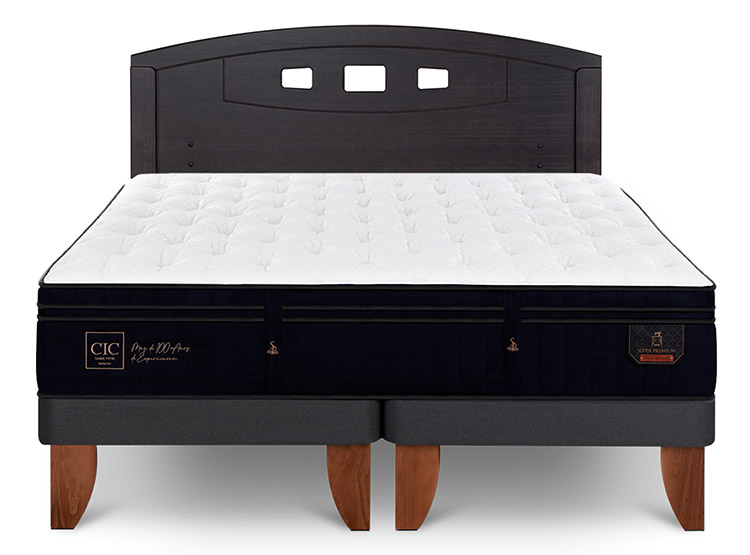JUEGO DE DORMITORIO CIC CAMA EUROPEA SUPER PREMIUM BD 2 PLAZAS + RESPALDO GALES NEGRO - 1