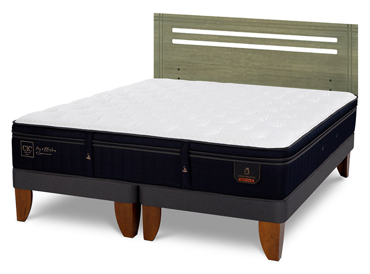 JUEGO DE DORMITORIO CIC CAMA EUROPEA SUPER PREMIUM BD 2 PLAZAS + RESPALDO MUNICH OLIVO - 2