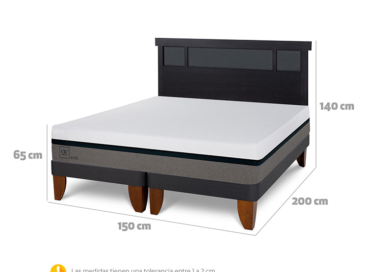 JUEGO DE DORMITORIO CIC CAMA EUROPEA BALANCE BD 2 PLAZAS + RESPALDO DUBLIN NEG - 3