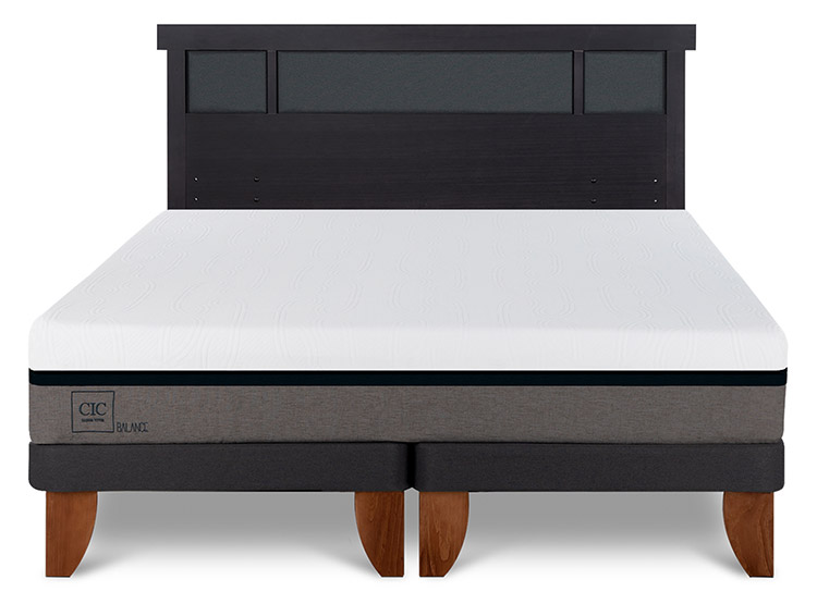 JUEGO DE DORMITORIO CIC CAMA EUROPEA BALANCE BD 2 PLAZAS + RESPALDO DUBLIN NEG - 1