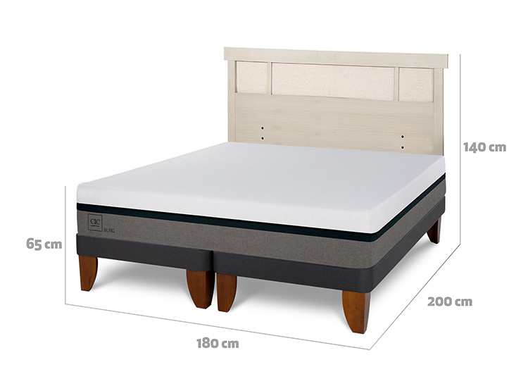 JUEGO DE DORMITORIO CIC CAMA EUROPEA BALANCE KING + RESPALDO DUBLIN ALPINO - 3
