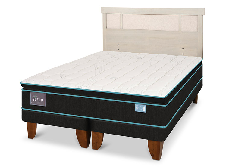 JUEGO DE DORMITORIO CIC CAMA EUROPEA GREEN SLEEP BD 2 PLAZAS + RESPALDO DUBLIN ALPINO - 2