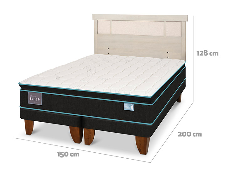 JUEGO DE DORMITORIO CIC CAMA EUROPEA GREEN SLEEP BD 2 PLAZAS + RESPALDO DUBLIN ALPINO - 3