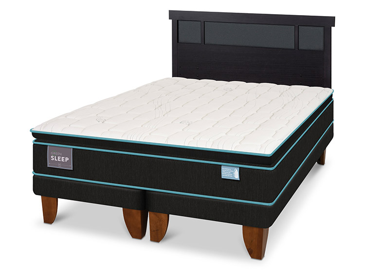 JUEGO DE DORMITORIO CIC CAMA EUROPEA GREEN SLEEP BD 2 PLAZAS + RESPALDO DUBLIN NEGRO - 2
