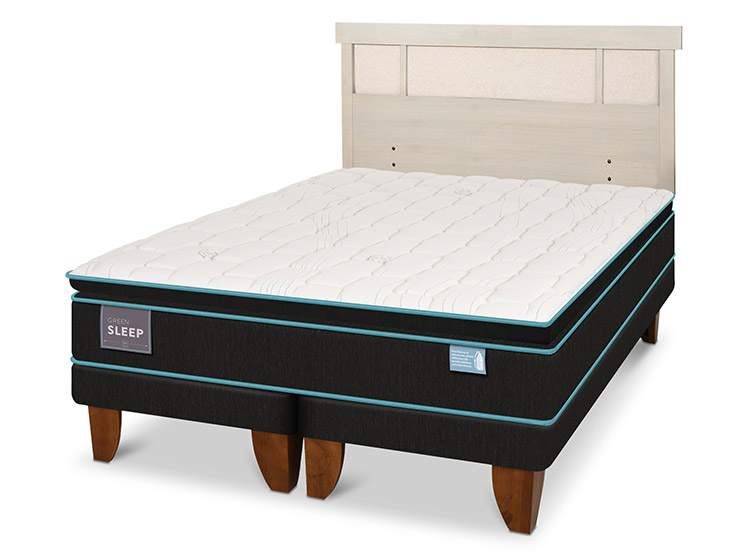 JUEGO DE DORMITORIO CIC CAMA EUROPEA GREEN SLEEP KING + RESPALDO DUBLIN ALPINO - 2