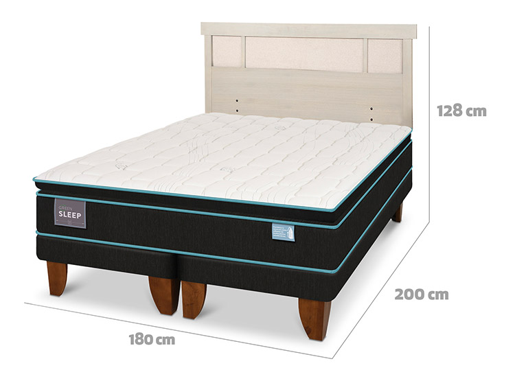 JUEGO DE DORMITORIO CIC CAMA EUROPEA GREEN SLEEP KING + RESPALDO DUBLIN ALPINO - 3