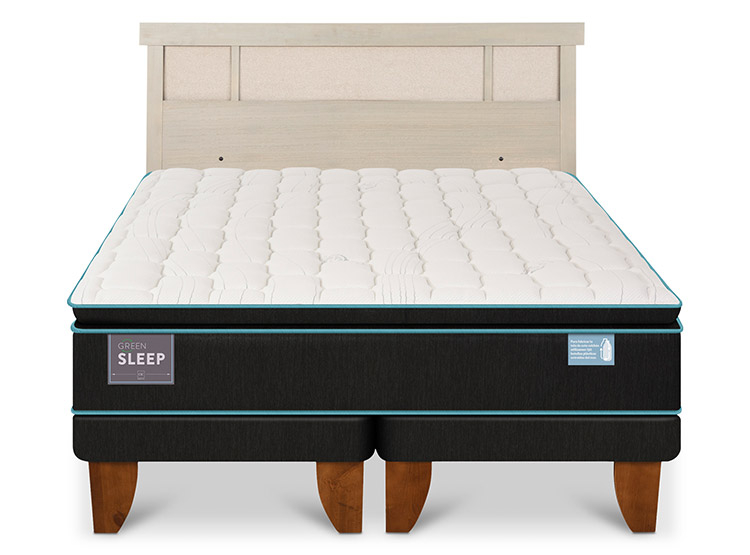 JUEGO DE DORMITORIO CIC CAMA EUROPEA GREEN SLEEP KING + RESPALDO DUBLIN ALPINO - 1