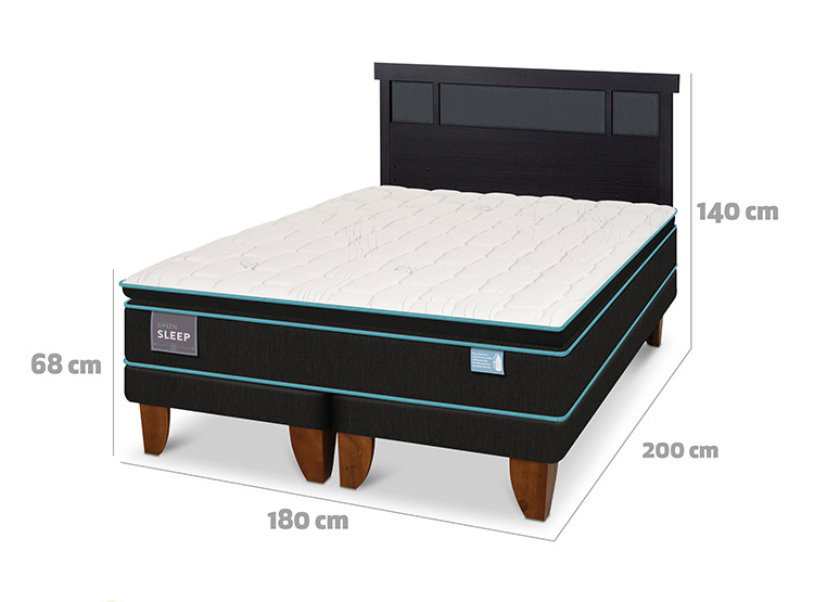 JUEGO DE DORMITORIO CIC CAMA EUROPEA GREEN SLEEP KING + RESPALDO DUBLIN NEGRO - 3