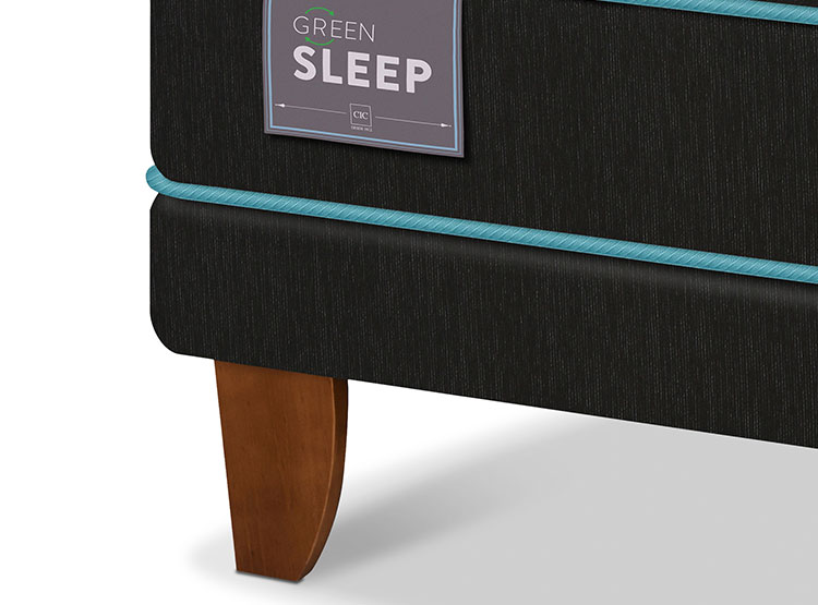 JUEGO DE DORMITORIO CIC CAMA EUROPEA GREEN SLEEP KING + RESPALDO DUBLIN NEGRO - 6