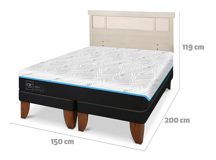 JUEGO DE DORMITORIO CIC CAMA EUROPEA GREEN SMART BD 2 PLAZAS + RESPALDO DUBLIN ALPINO - 3