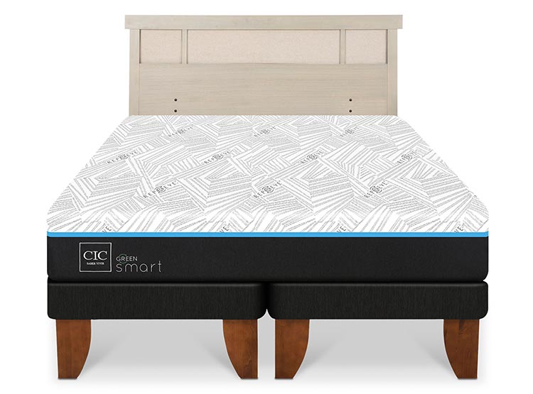 JUEGO DE DORMITORIO CIC CAMA EUROPEA GREEN SMART BD 2 PLAZAS + RESPALDO DUBLIN ALPINO - 1
