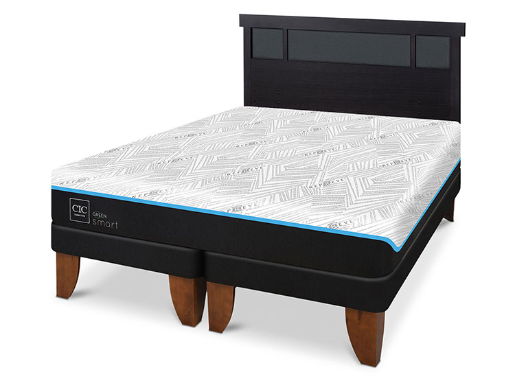 JUEGO DE DORMITORIO CIC CAMA EUROPEA GREEN SMART BD 2 PLAZAS + RESPALDO DUBLIN NEGRO - 2