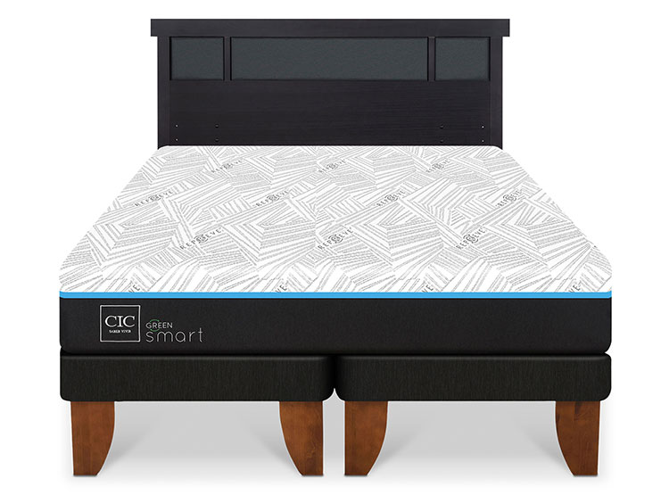 JUEGO DE DORMITORIO CIC CAMA EUROPEA GREEN SMART BD 2 PLAZAS + RESPALDO DUBLIN NEGRO - 1