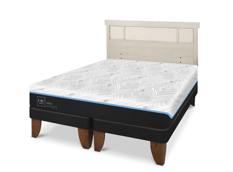 JUEGO DE DORMITORIO CIC CAMA EUROPEA GREEN SMART KING + RESPALDO DUBLIN ALPINO - 2
