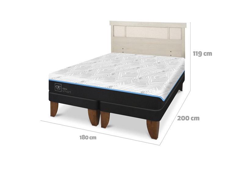 JUEGO DE DORMITORIO CIC CAMA EUROPEA GREEN SMART KING + RESPALDO DUBLIN ALPINO - 8