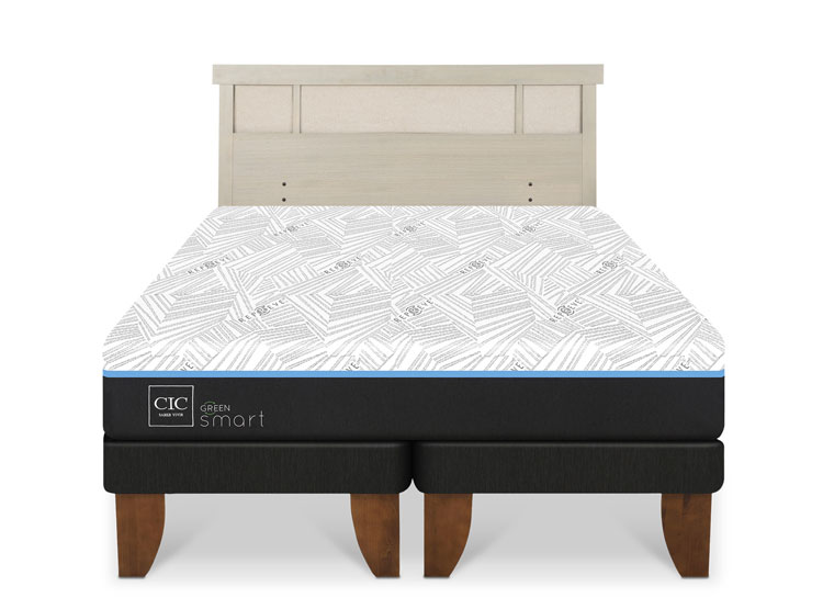 JUEGO DE DORMITORIO CIC CAMA EUROPEA GREEN SMART KING + RESPALDO DUBLIN ALPINO - 1