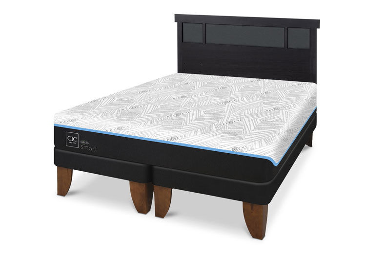 JUEGO DE DORMITORIO CIC CAMA EUROPEA GREEN SMART KING + RESPALDO DUBLIN NEGRO - 2